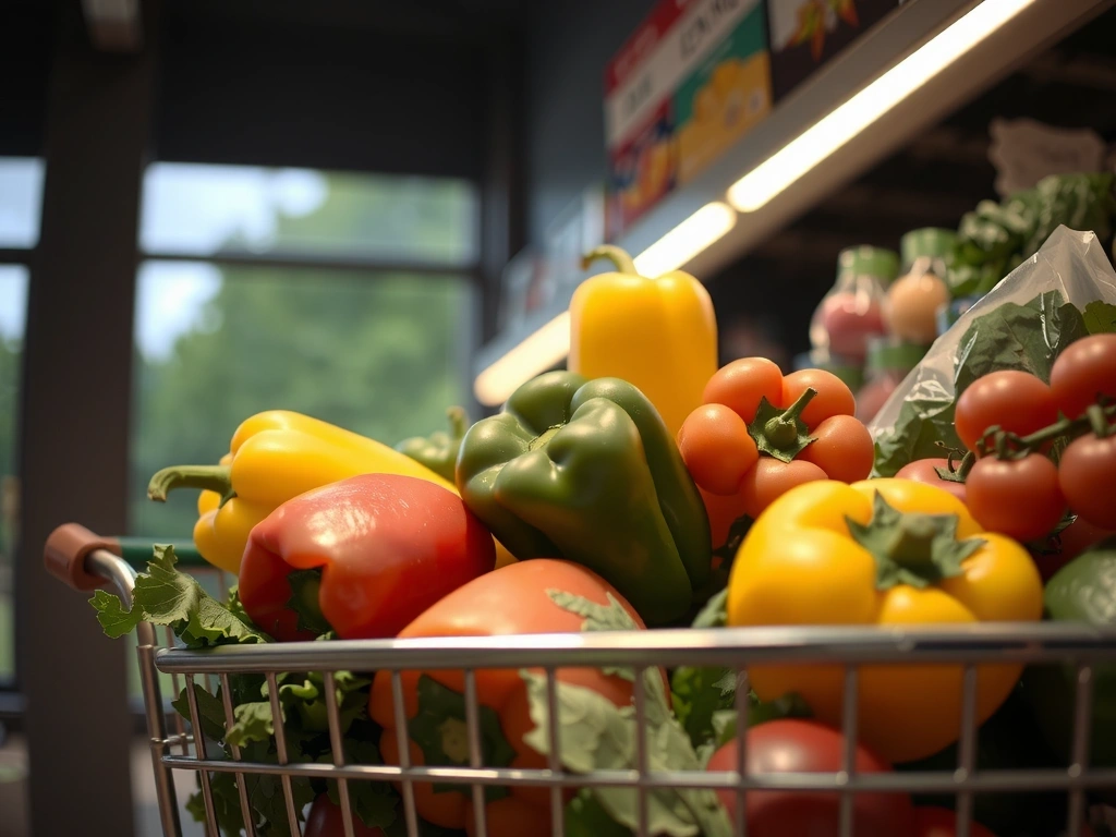 Einkaufswagen mit frischem Gemüse